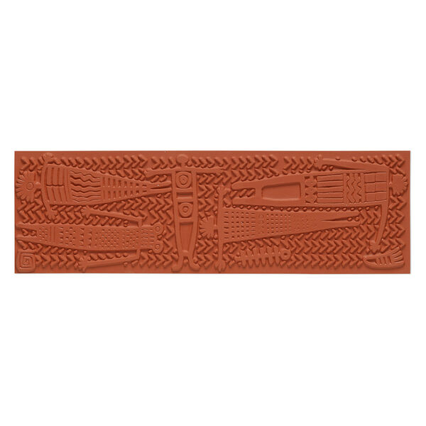 Stamping mat, rubber, brown, 6-3/4 x 2-inch rectangle with totem blanket design. Sold individually. image number 0