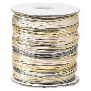 Cord, Satinique™, satin, coastal fog, 1mm mini. Sold per 200-foot spool.