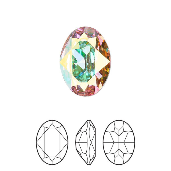 Fancy stone 72pk crystal AB foil back, Preciosa MAXIMA Czech crystal rhinestone 18x13mm oval image number 0