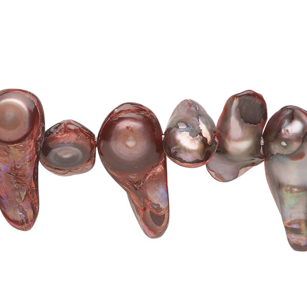 Pearl 1pkg1 freshwater, top-drilled baroque, 15 inch wine 7x5mm-21x12mm cultured image number 0