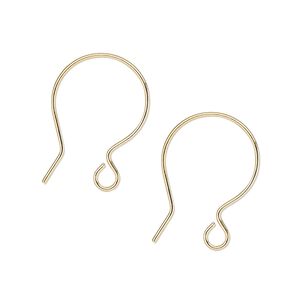 Ear wire French hook 1pkg20 gold-plated, 20mm / open loop, 20 gauge brass 10 pair