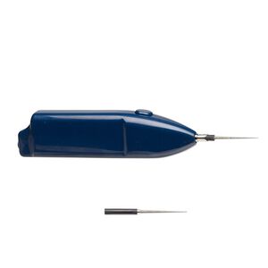 Bead reamer 1pkg1, Beadalon®, plastic and diamond-coated steel, blue and black, 5-1/2 x 1-1/4 inches with 2-inch tips. 3-piece set.