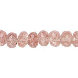 Strawberry quartz 1pkg1, hand-cut faceted rondelle bead natural 14 inch 9x5mm-10x6mm