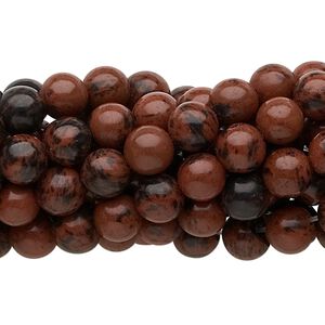 Mahogany obsidian 1pkg10, round bead natural 15.5-16 inch 6mm