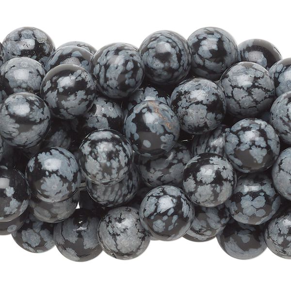 Snowflake obsidian 1pkg10, round bead natural 15.5-16 inch 8mm image number 0