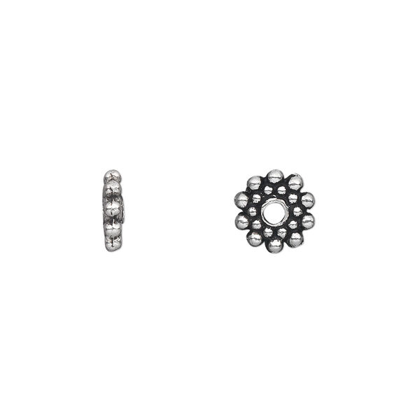 Bead, antique silver-plated "pewter" (zinc-based alloy), 8x2mm double-sided rondelle. Sold per pkg of 500. image number 0