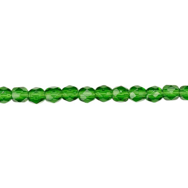 Bead, Czech fire-polished glass, emerald green, 4mm faceted round. Sold per pkg of 1,200 (1 mass). image number 0
