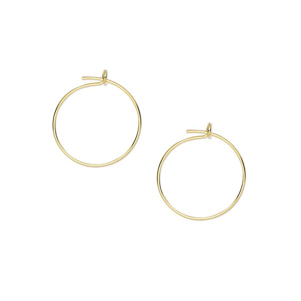 Hoop, gold-plated brass, 12mm round, 23 gauge. Sold per pkg of 5 pairs. image number 0