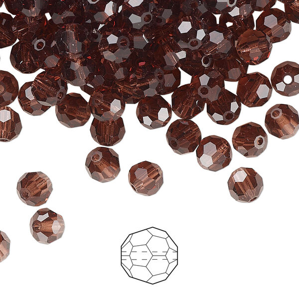 Bead 24pk light burgundy, Preciosa Czech crystal 5mm round image number 0