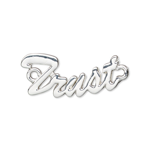 Focal, silver-finished "pewter" (zinc-based alloy), 30x12mm single-sided "Trust." Sold individually. image number 0