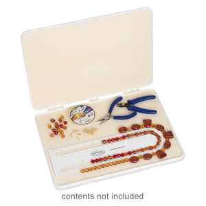 Organizer, The Bead Buddy® Design Save 'n Go!™, plastic / paper / foam, white / black / tan, 15 x 3/4 x 12 inches with bead tray. Sold individually.