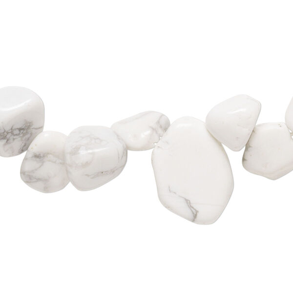 Bead, white howlite (natural), medium top-drilled chip, Mohs hardness 3 to 3-1/2. Sold per 15-1/2" to 16" strand. image number 0