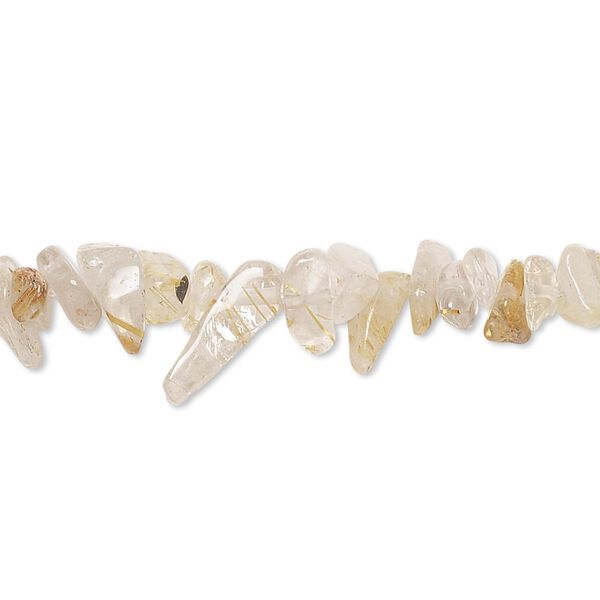 Bead, golden rutilated quartz (natural), small chip, Mohs hardness 7. Sold per 15-inch strand. image number 0