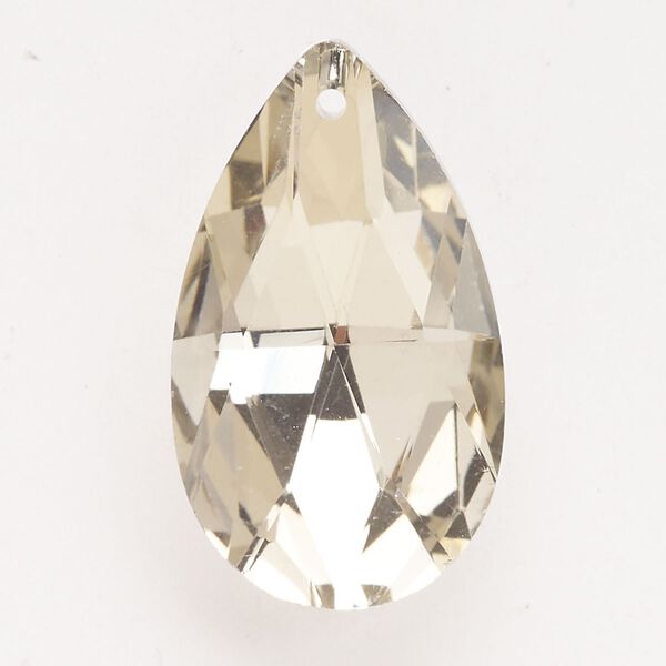 Focal glass 1pk 38x22mm faceted teardrop, crystal clear golden shadow image number 0