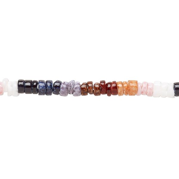 Litub shell 1pkg1, hand-cut heishi bead pastel earth tones 24 inch 3x1mm-4x3mm image number 0