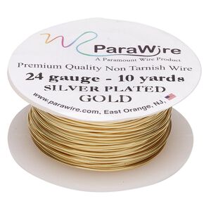 Wire, ParaWire™, gold-finished and silver-plated copper, round, 24 gauge. Sold per 10-yard spool.
