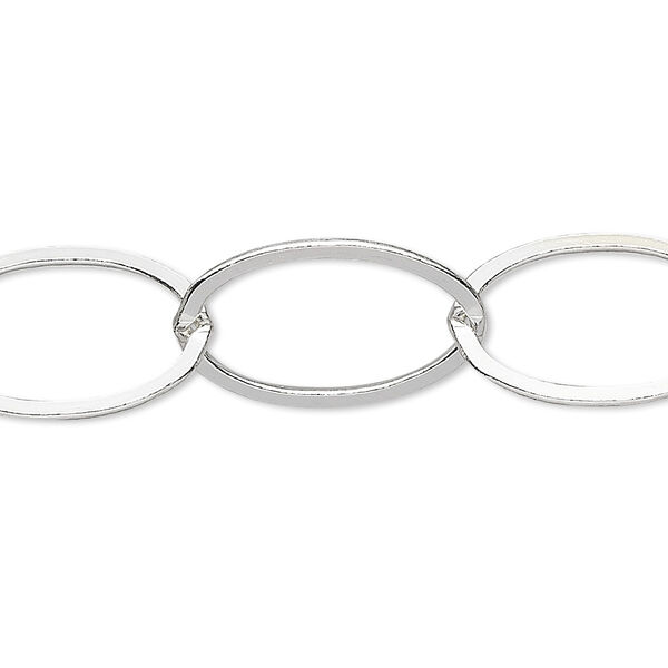 Chain, sterling silver, 20x14mm flat cable. Sold per pkg of 5 feet. image number 0
