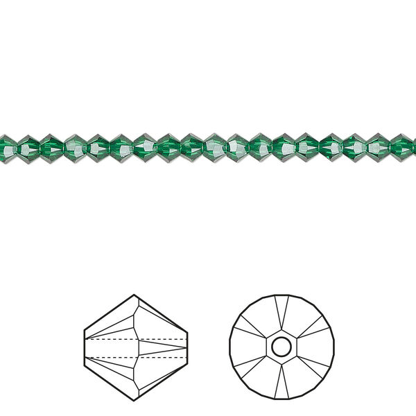 Bead 48pk majestic green, Crystal Passions® 3mm bicone 5328 image number 0