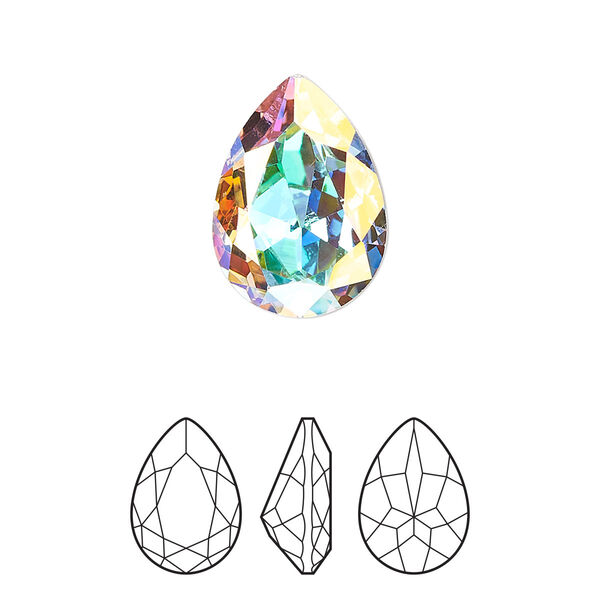 Fancy stone 1pk crystal AB foil back, Preciosa MAXIMA Czech crystal rhinestone 18x13mm pear image number 0