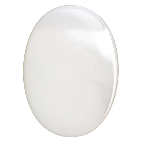 Cabochon, trochus shell (natural), 25x18mm calibrated oval, Mohs hardness 3-1/2. Sold individually. image number 0