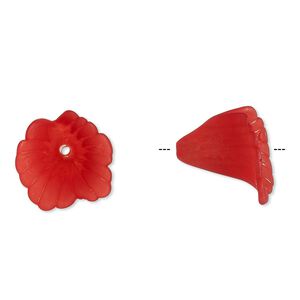 Component, acrylic, translucent frosted red, 18x17mm flower. Sold per pkg of 50.