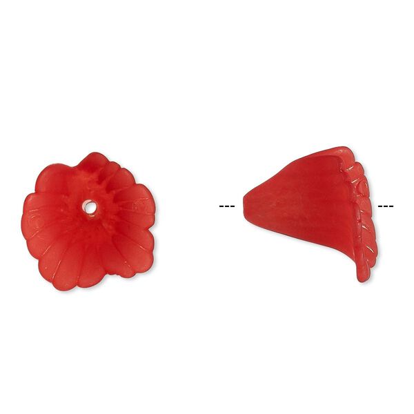 Component, acrylic, translucent frosted red, 18x17mm flower. Sold per pkg of 50. image number 0
