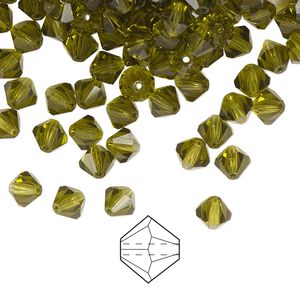 Bead 576pk olivine, Preciosa Czech crystal 5mm bicone
