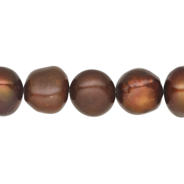 Freshwater 1pkg1, flat-sided potato pearl, 15 inch copper 11-13mm cultured image number 0