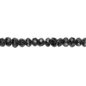 Black spinel 1pkg1, hand-cut faceted rondelle bead natural 13 inch 4x2mm-5x4mm