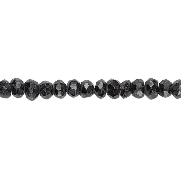 Black spinel 1pkg1, hand-cut faceted rondelle bead natural 13 inch 4x2mm-5x4mm image number 0