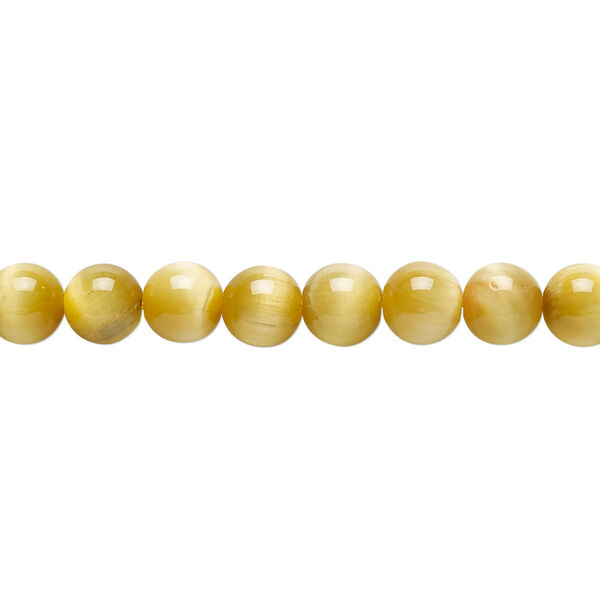 Bead, honey tigereye (natural), 6mm round, B grade, Mohs hardness 7. Sold per 8-inch strand, approximately 30 beads. image number 0