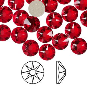 Flat back 144pk light Siam foil back, Swarovski® 8.412-8.672mm rose round SS40 2088