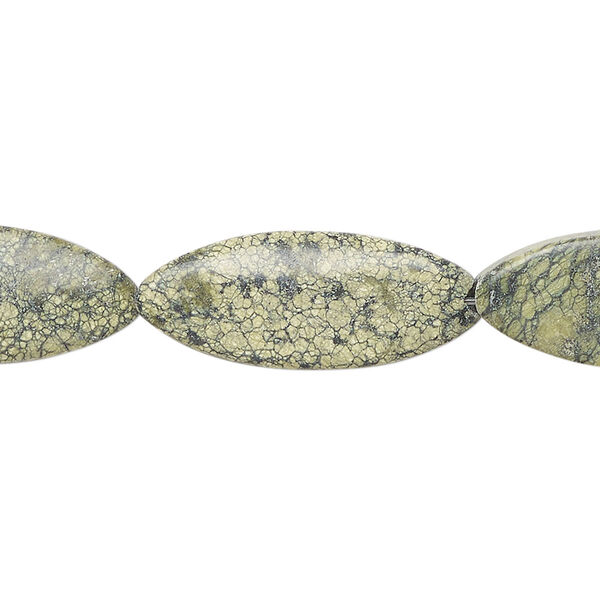 Russian serpentine 1pkg1, puffed marquise bead natural C+ grade, 15 inch 25x10mm-26x11mm image number 0
