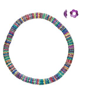 Bead cap, painted steel, jewel tones, 5x2mm flower, fits 6-8mm bead. Sold per 6-1/2 inch strand, approximately 300 bead caps.