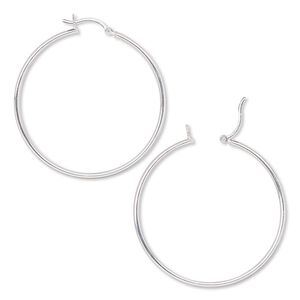 Earring hoop 1pkg2 sterling silver-filled, 46mm round / 2mm wide / latch-back, 1 pair