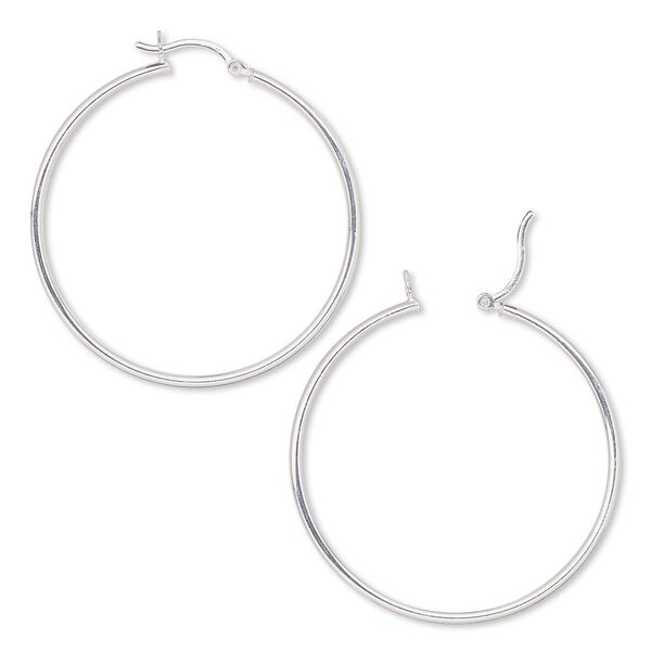 Earring hoop 1pkg2 sterling silver-filled, 46mm round / 2mm wide / latch-back, 1 pair image number 0