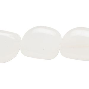 Bead, glass, translucent white, 19x16mm-20x16mm puffed freeform. Sold per 12-inch strand, approximately 15 beads.