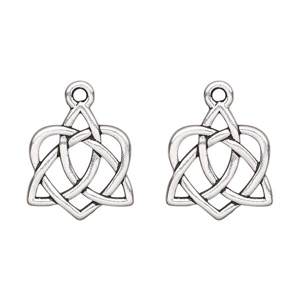 Charm, TierraCast®, antique silver-plated "pewter" (tin-based alloy), 17x16mm double-sided Celtic heart with cutout design. Sold per pkg of 2. image number 0