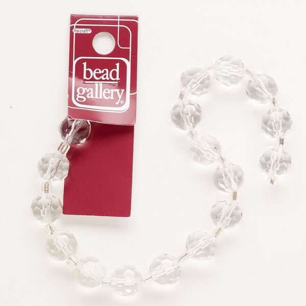 Bead, glass, clear, 10-11mm faceted round. Sold per 9-inch strand. image number 0