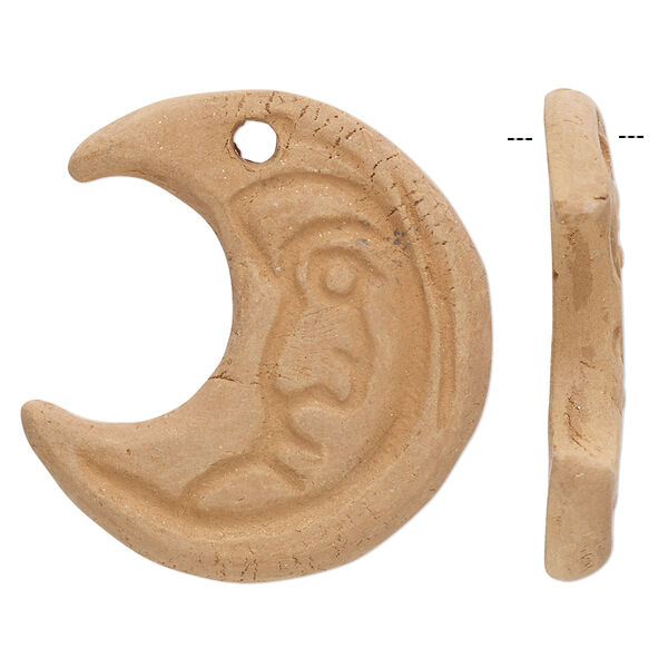 Focal, terra cotta, 32x31mm-34x33mm single-sided flat moon face. Sold per pkg of 2. image number 0