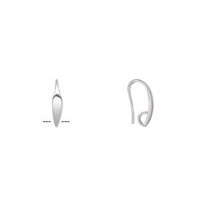 Ear wire fishhook 1pkg100 silver-plated, 19.5mm leaf / hidden open loop, 19 gauge brass 50 pair