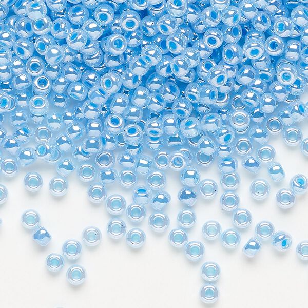 Seed bead, Miyuki, glass, pkg/250g, #8 rocaille, opaque blue luster alabaster (RR-537). image number 0