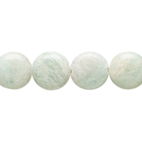 Mint green amazonite 1pkg1, flat round bead natural B grade, 15.5-16 inch 12mm image number 0