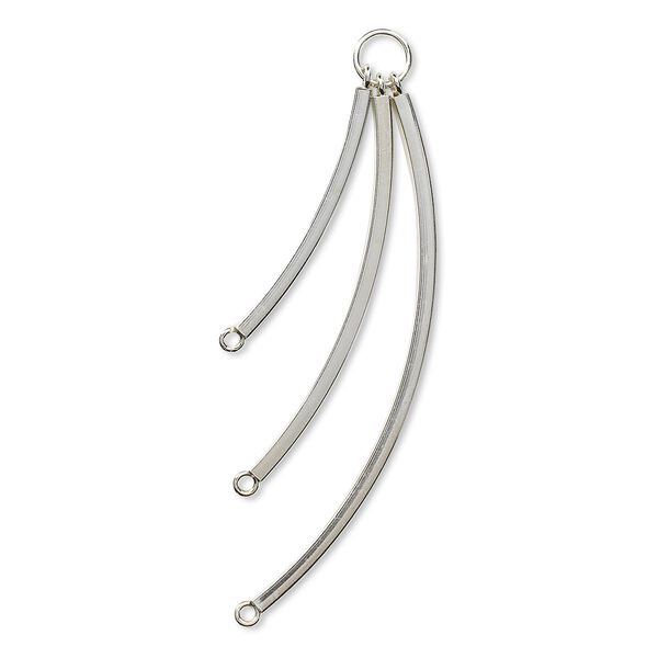 Focal, sterling silver, 49x2mm square tube dangle with 3 loops. Sold individually. image number 0