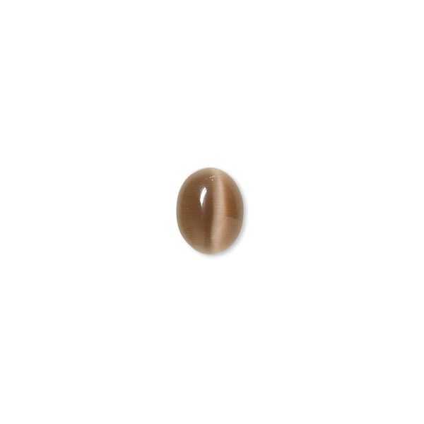 Cabochon, cat's eye glass (fiber optic glass), brown, 9x7mm calibrated oval, quality grade. Sold per pkg of 10. image number 0