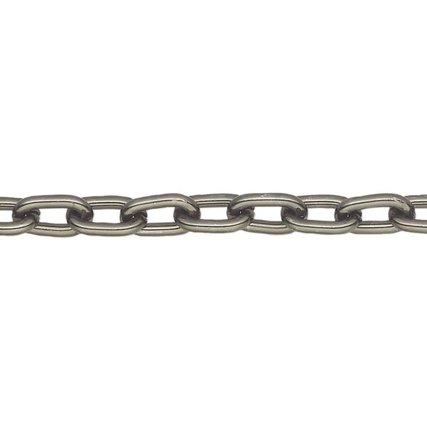 Chain, anodized aluminum, gunmetal, 5mm oval cable. Sold per pkg of 5 feet. image number 0