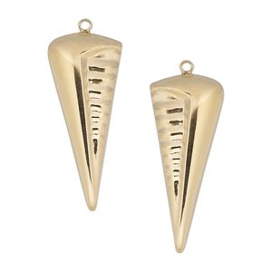 Drop, 14Kt gold-filled, 29x12mm single-sided left- and right-facing textured point. Sold per pkg of 2.