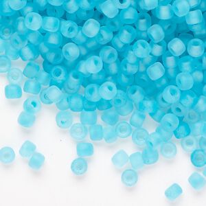 Glass Dyna-Mites™ seed bead 1pkg1, #6 round translucent inside dyed color matte sea green (245MA 6/0 RR) 40g