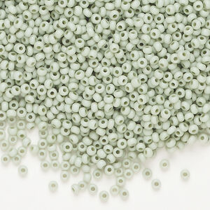 Seed bead, Preciosa Ornela Czech glass, 1pkg50g, 2.0-2.2mm rocaille, opaque matte terra dyed lichen chalkwhite (06452)