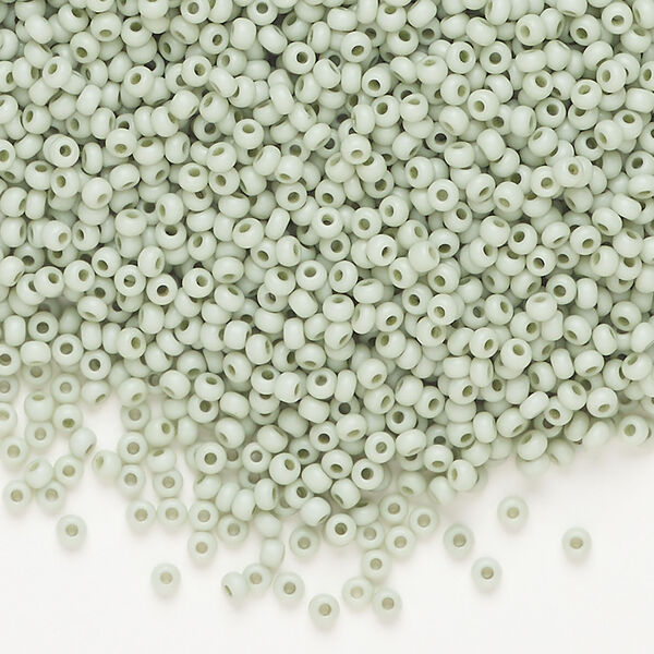 Seed bead, Preciosa Ornela Czech glass, 1pkg50g, 2.0-2.2mm rocaille, opaque matte terra dyed lichen chalkwhite (06452) image number 0